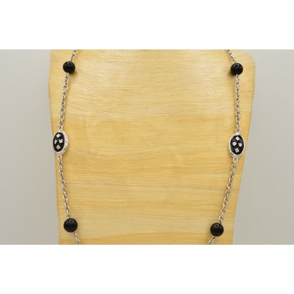 Givenchy Vintage Logo Necklace Reversible Black Bead Chain Runway Signed Bin1D - Picture 1 of 12